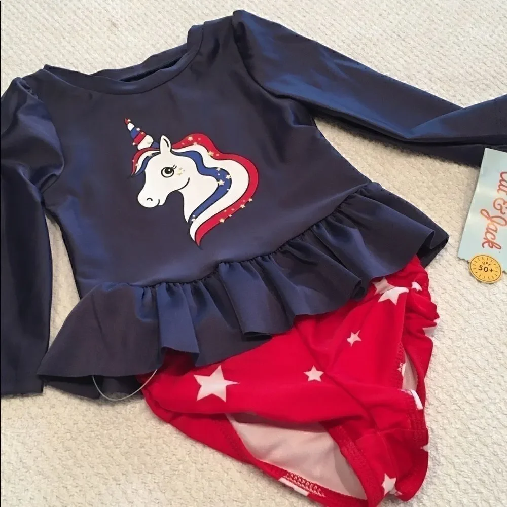 NWT Cat & Jack 12M  girls swimming suit Unicorn